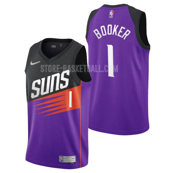 2022 phoenix suns devin booker 1 purple earned edition men's replica jersey
