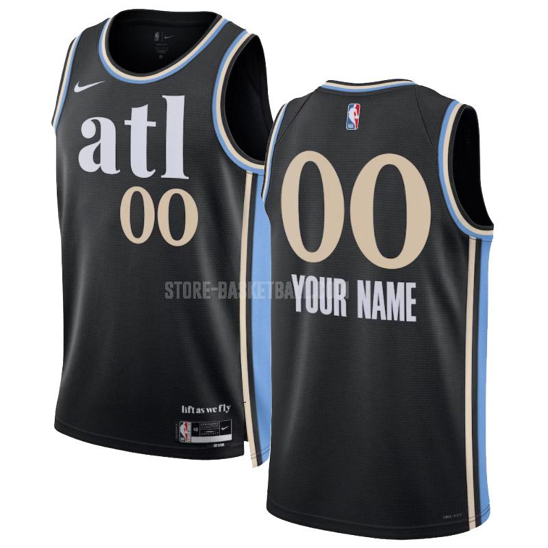 2023-24 atlanta hawks custom 0 black city edition men's replica jersey