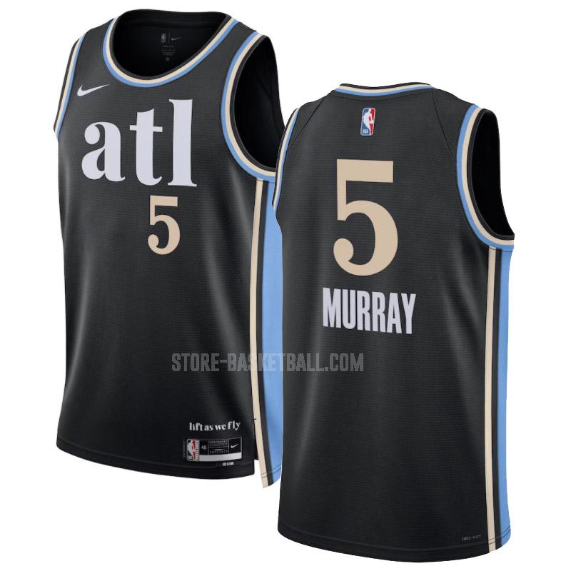 2023-24 atlanta hawks dejounte murray 5 black city edition men's replica jersey