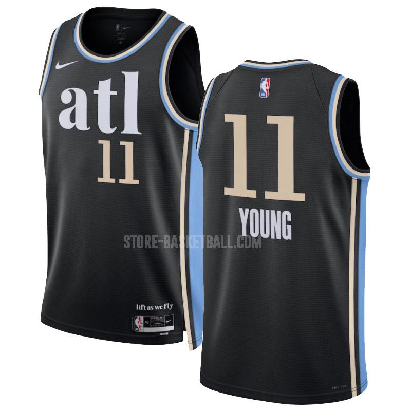 2023-24 atlanta hawks trae young 11 black city edition men's replica jersey