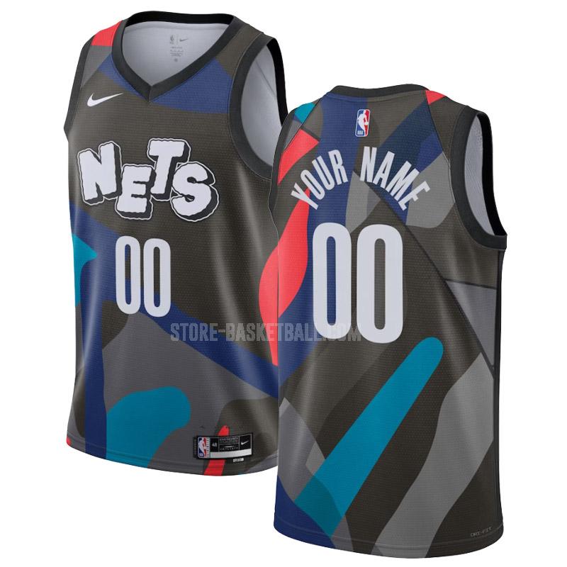 2023-24 brooklyn nets custom 0 black city edition men's replica jersey