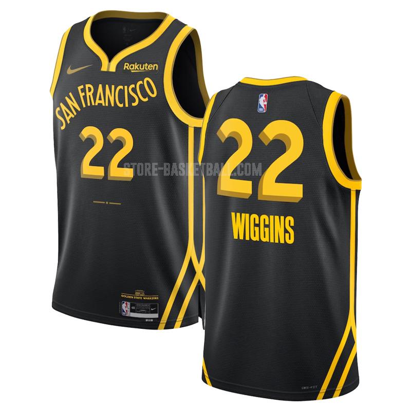 2023-24 golden state warriors andrew wiggins 22 black city edition men's replica jersey