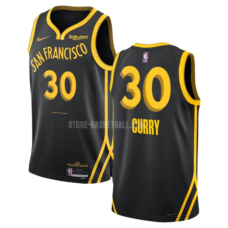 2023-24 golden state warriors stephen curry 30 black city edition men's replica jersey