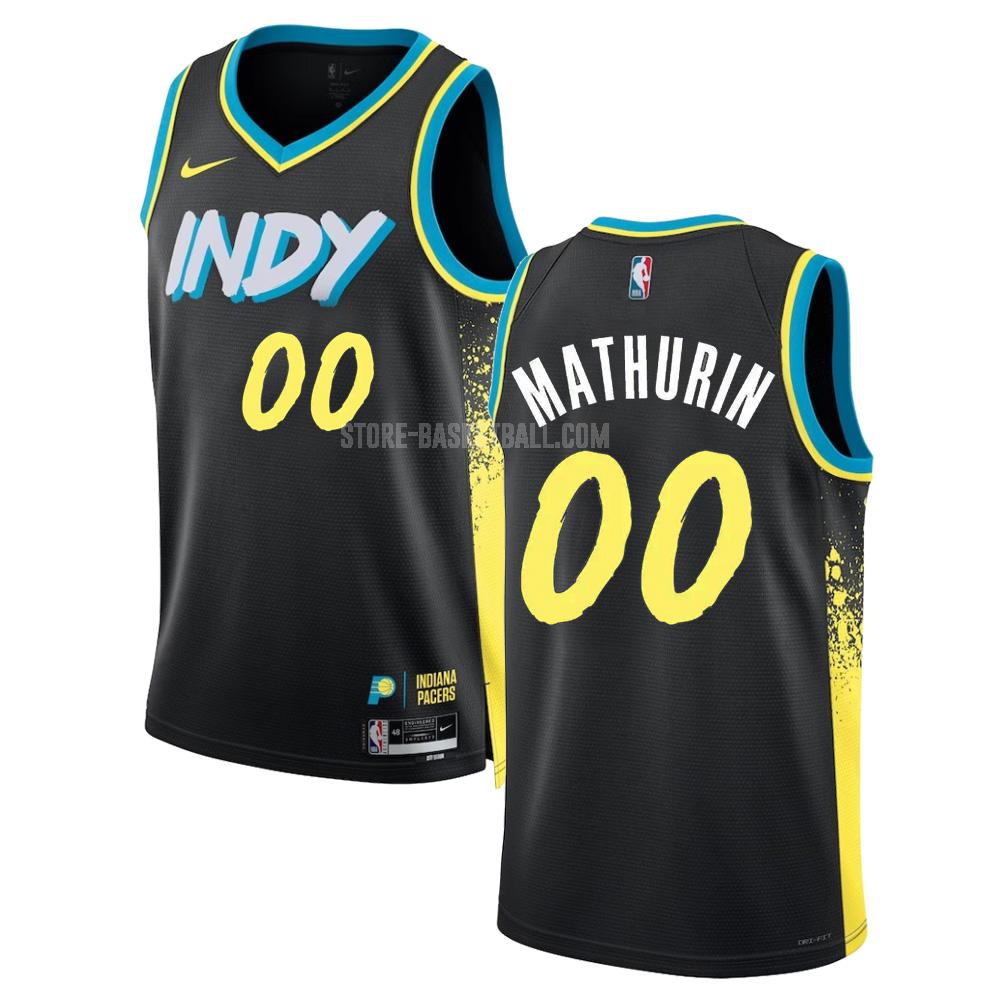 2023-24 indiana pacers bennedict mathurin 0 black city edition men's replica jersey