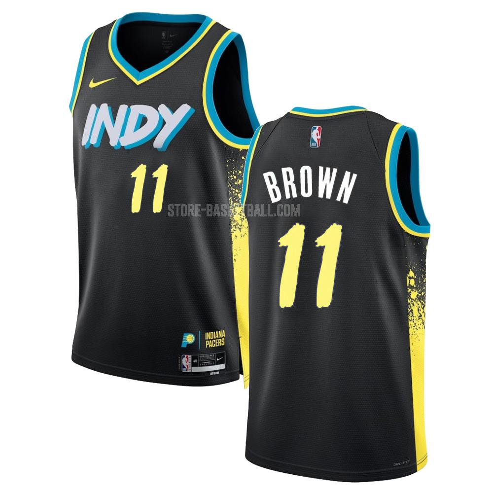 2023-24 indiana pacers bruce brown 11 black city edition men's replica jersey