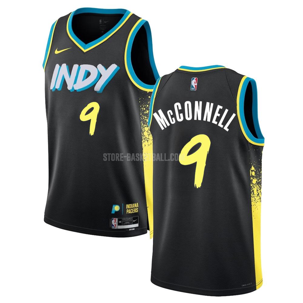 2023-24 indiana pacers tj mcconnell 9 black city edition men's replica jersey