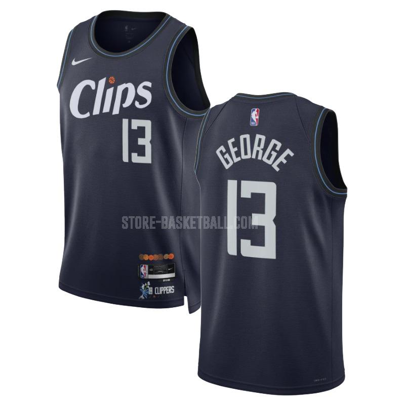 2023-24 los angeles clippers paul george 13 navy city edition men's replica jersey