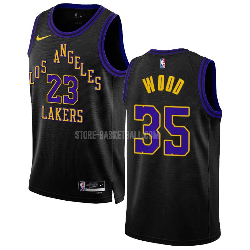 2023-24 los angeles lakers christian wood 35 black city edition men's replica jersey