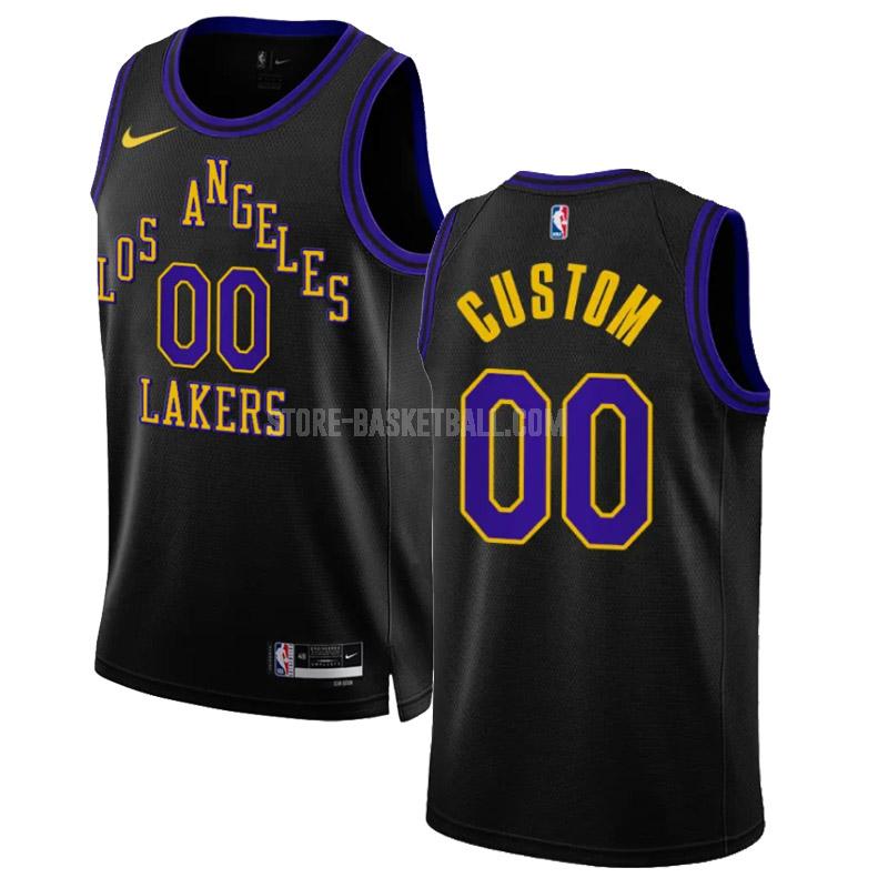 2023-24 los angeles lakers custom 0 black city edition men's replica jersey