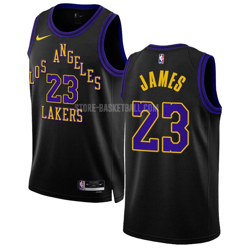 2023-24 los angeles lakers lebron james 23 black city edition men's replica jersey