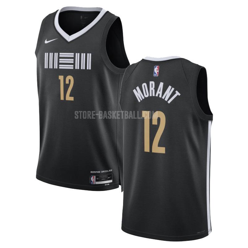 2023-24 memphis grizzlies ja morant 12 black city edition men's replica jersey