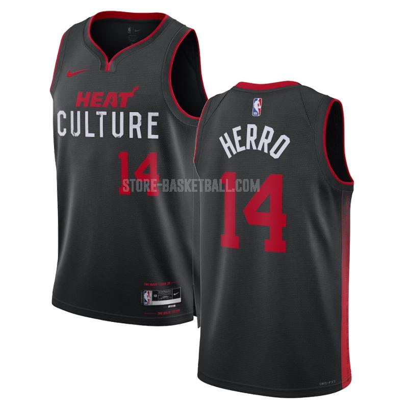 2023-24 miami heat tyler herro 14 black city edition men's replica jersey