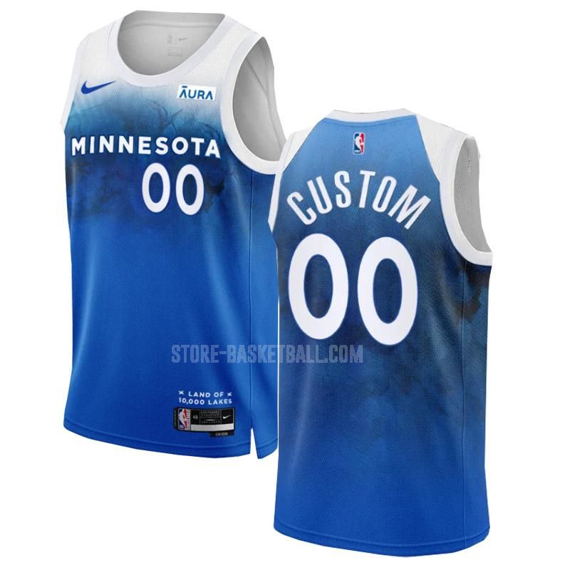 2023-24 minnesota timberwolves custom 0 blue city edition men's replica jersey