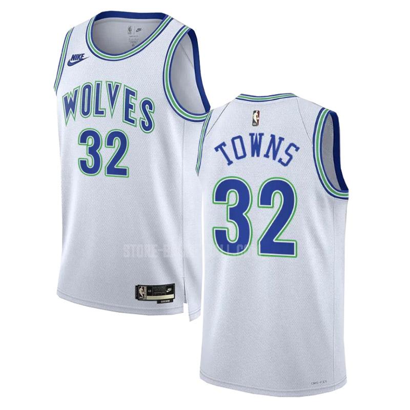 2023-24 minnesota timberwolves karl-anthony towns 32 white classic edition men's replica jersey