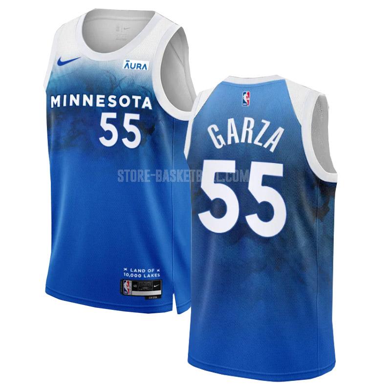 2023-24 minnesota timberwolves luka garza 55 blue city edition men's replica jersey
