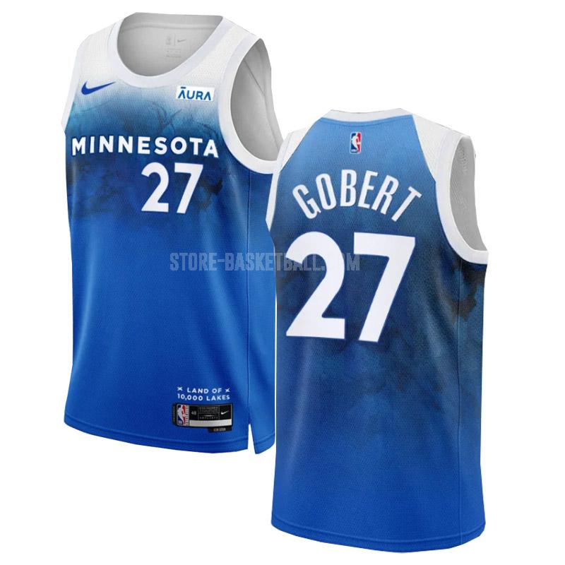 2023-24 minnesota timberwolves rudy gobert 27 blue city edition men's replica jersey
