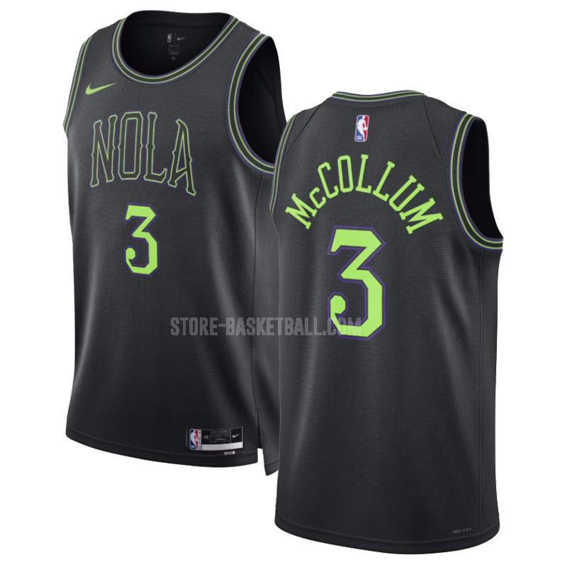 2023-24 new orleans pelicans cj mccollum 3 black city edition men's replica jersey