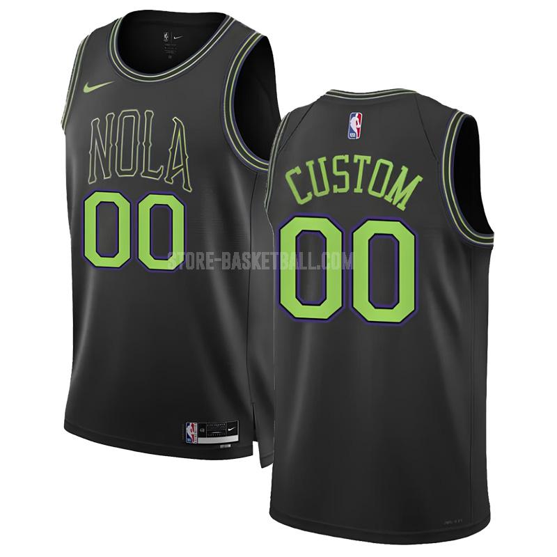 2023-24 new orleans pelicans custom 0 black city edition men's replica jersey