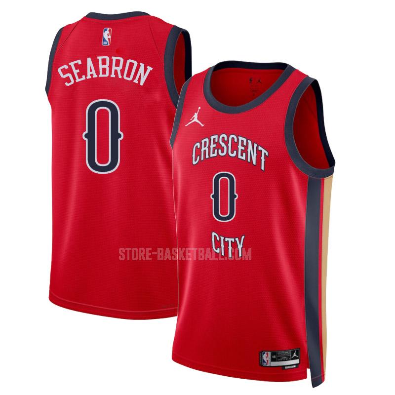 2023-24 new orleans pelicans dereon seabron 0 red statement edition men's replica jersey