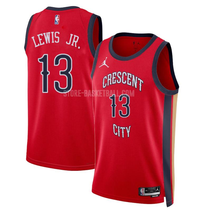 2023-24 new orleans pelicans kira lewis jr 13 red statement edition men's replica jersey