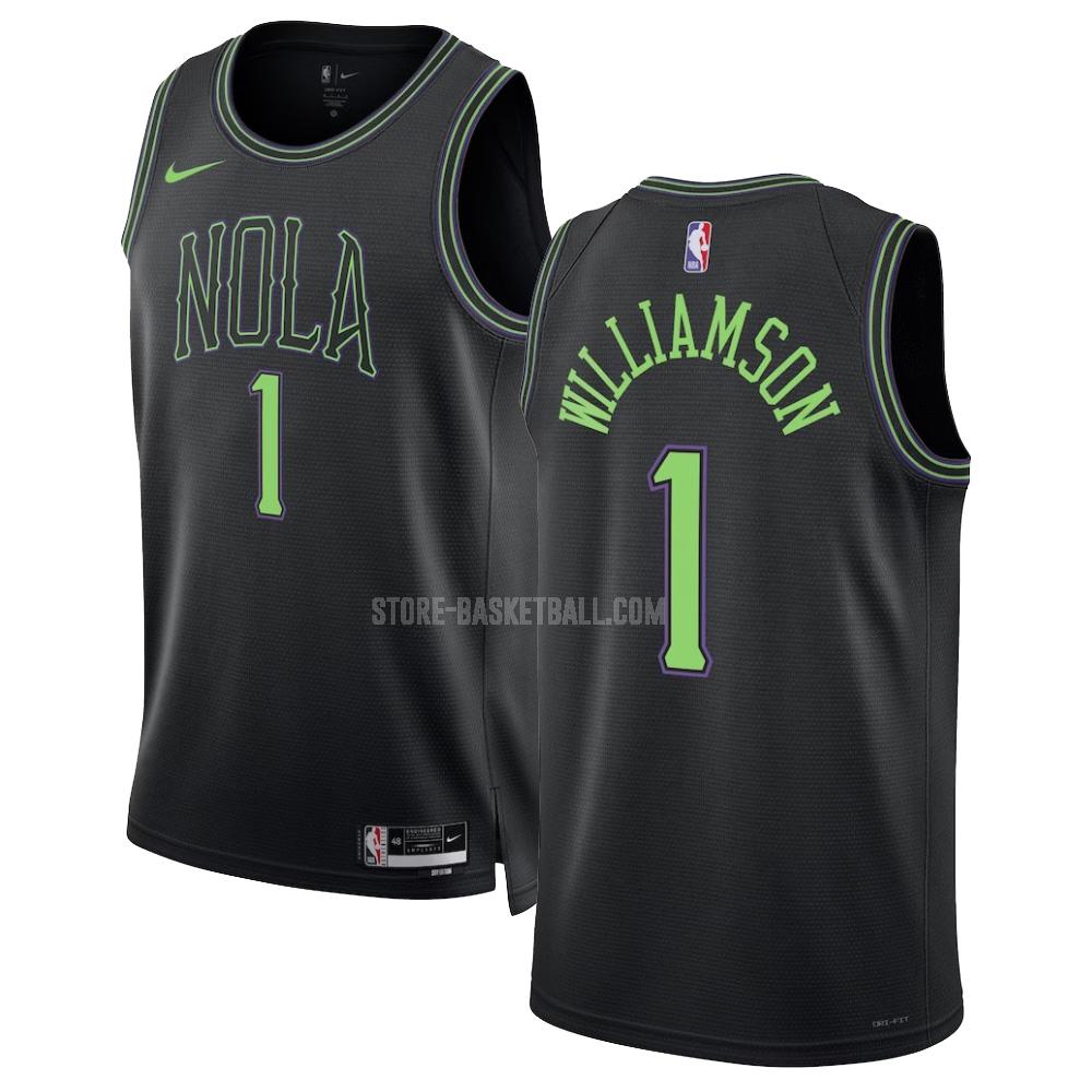2023-24 new orleans pelicans zion williamson 1 black city edition men's replica jersey