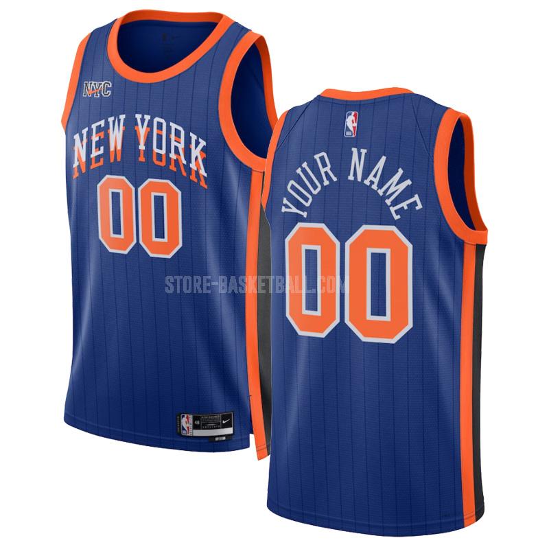2023-24 new york knicks custom 0 blue city edition men's replica jersey
