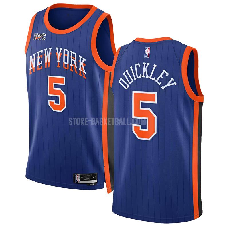 2023-24 new york knicks immanuel quickley 5 blue city edition men's replica jersey