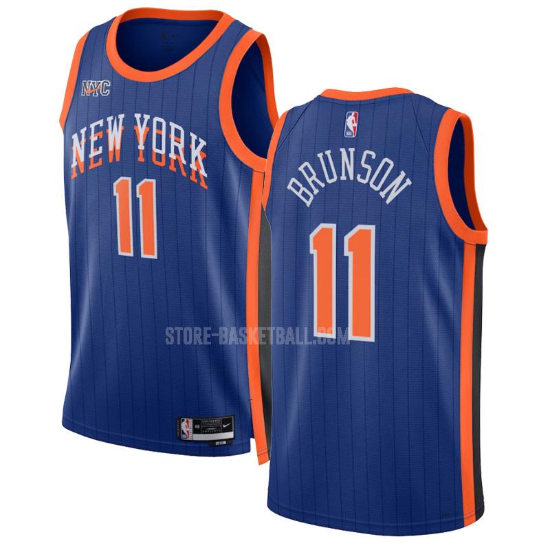 2023-24 new york knicks jalen brunson 11 blue city edition men's replica jersey