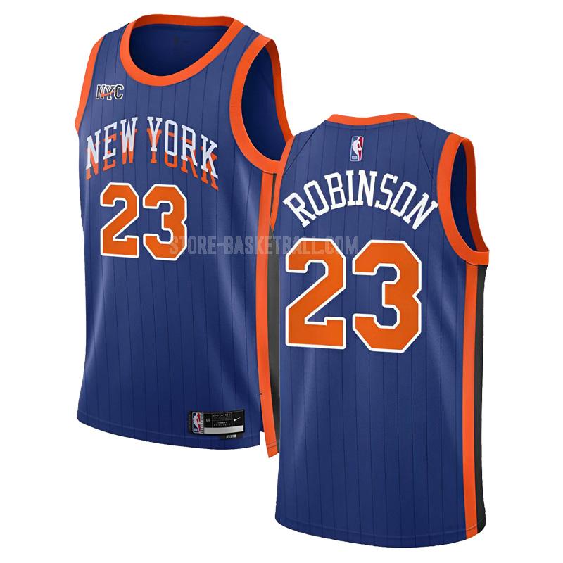 2023-24 new york knicks mitchell robinson 23 blue city edition men's replica jersey
