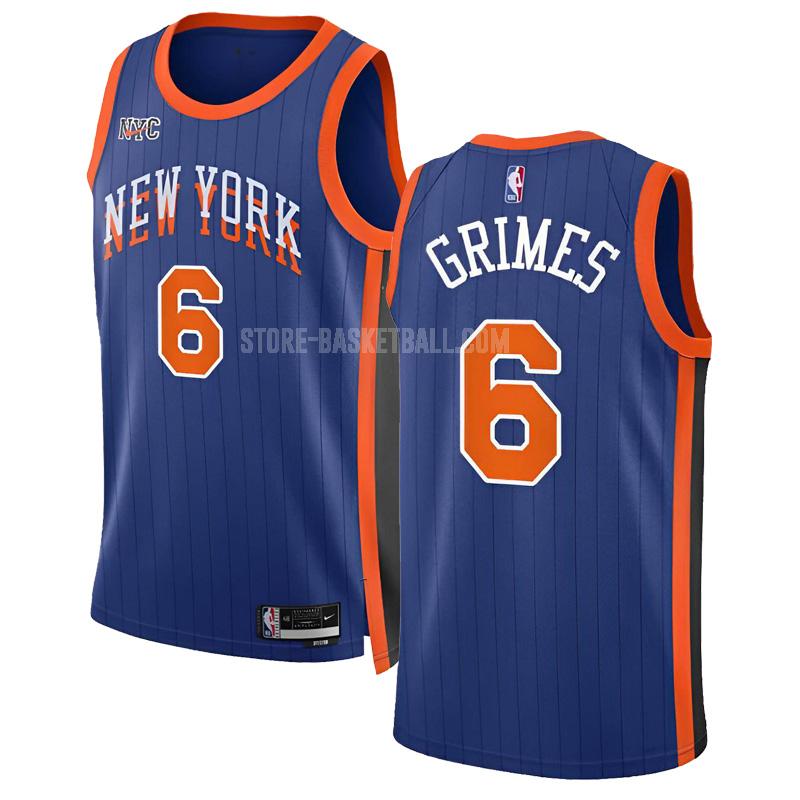 2023-24 new york knicks quentin grimes 6 blue city edition men's replica jersey