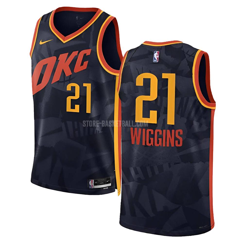2023-24 oklahoma city thunder aaron wiggins 21 black city edition men's replica jersey