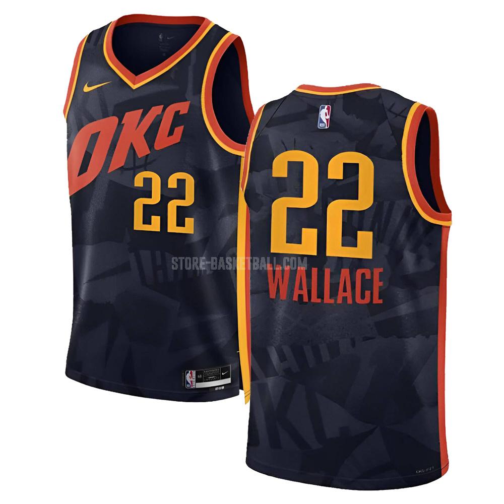 2023-24 oklahoma city thunder cason wallace 22 black city edition men's replica jersey
