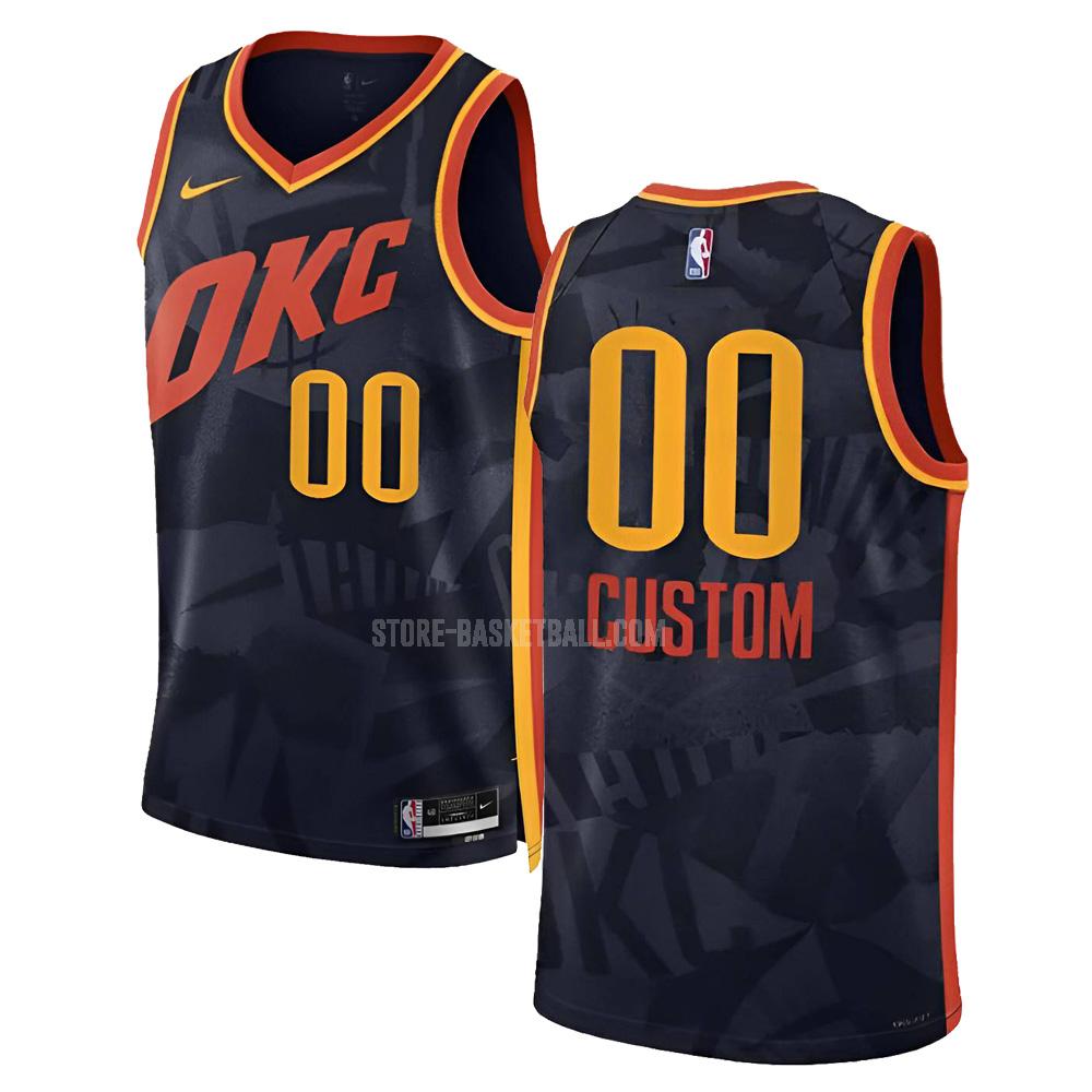 2023-24 oklahoma city thunder custom 0 black city edition men's replica jersey
