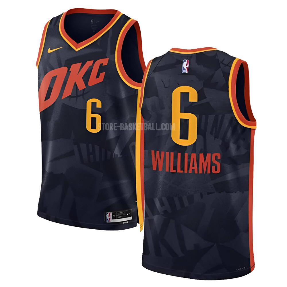 2023-24 oklahoma city thunder jaylin williams 6 black city edition men's replica jersey