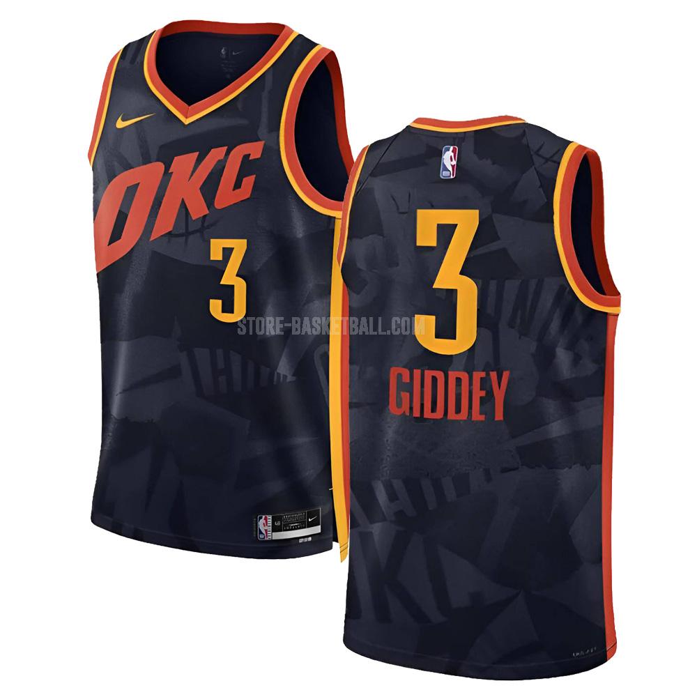 2023-24 oklahoma city thunder josh giddey 3 black city edition men's replica jersey