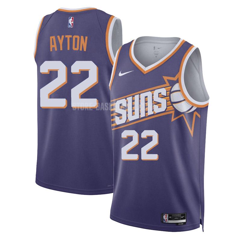 2023-24 phoenix suns deandre ayton 22 purple icon edition men's replica jersey