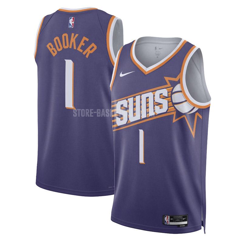 2023-24 phoenix suns devin booker 1 purple icon edition men's replica jersey