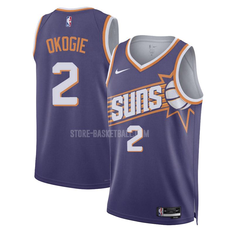 2023-24 phoenix suns josh okogie 2 purple icon edition men's replica jersey