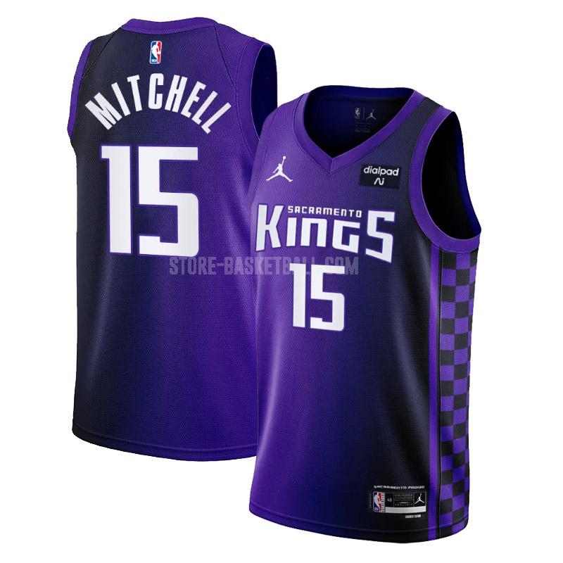 2023-24 sacramento kings davion mitchell 15 purple statement edition men's replica jersey