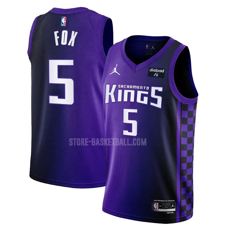 2023-24 sacramento kings de'aaron fox 5 purple statement edition men's replica jersey