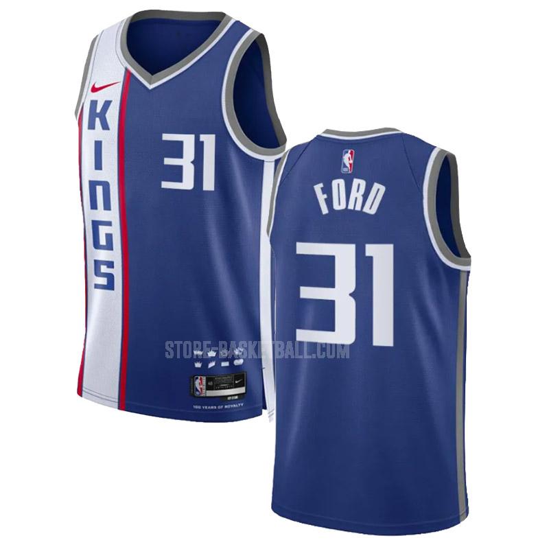 2023-24 sacramento kings jordan ford 31 blue city edition men's replica jersey