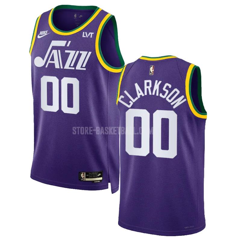 2023-24 utah jazz jordan clarkson 0 purple classic edition men's replica jersey