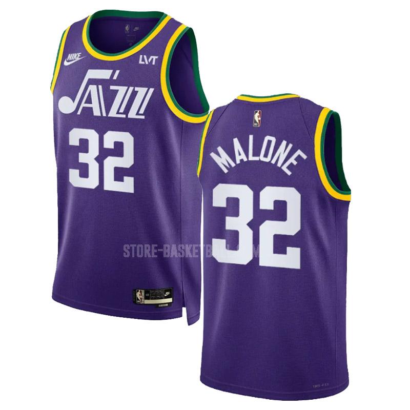 2023-24 utah jazz karl malone 32 purple classic edition men's replica jersey