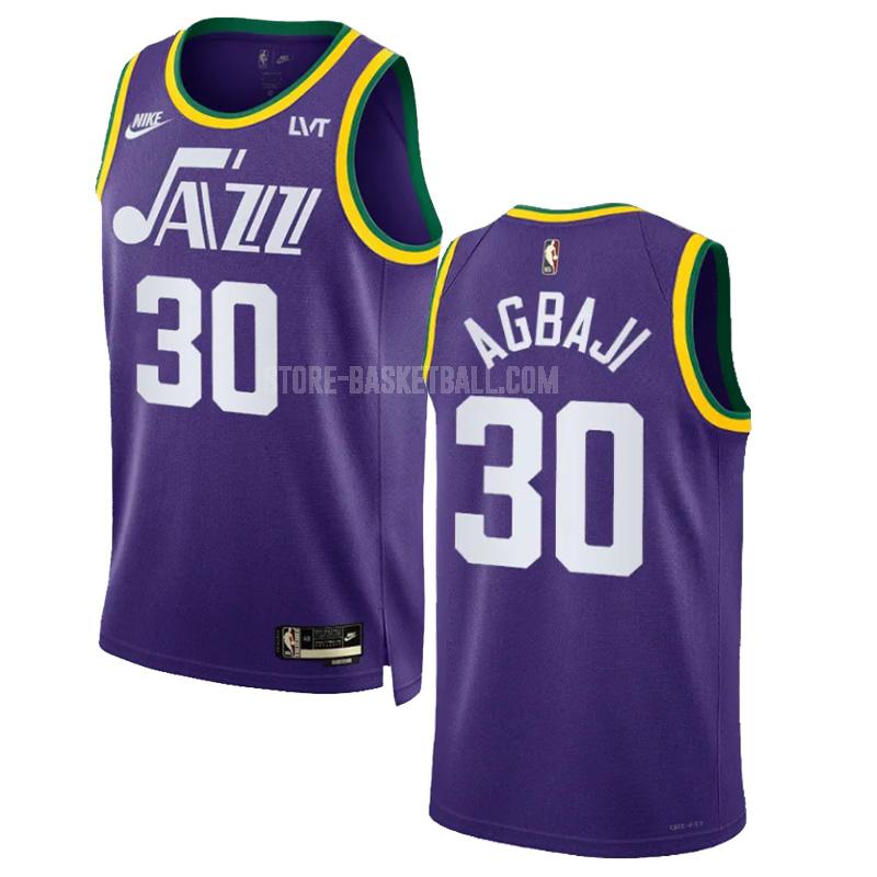 2023-24 utah jazz ochai agbaji 30 purple classic edition men's replica jersey