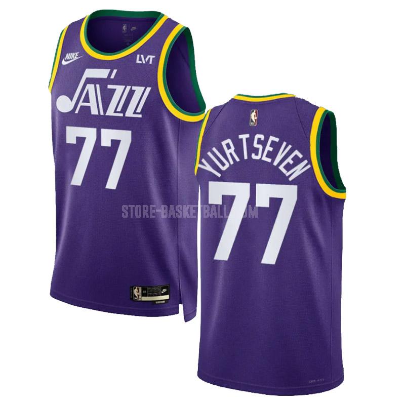 2023-24 utah jazz omer yurtseven 77 purple classic edition men's replica jersey