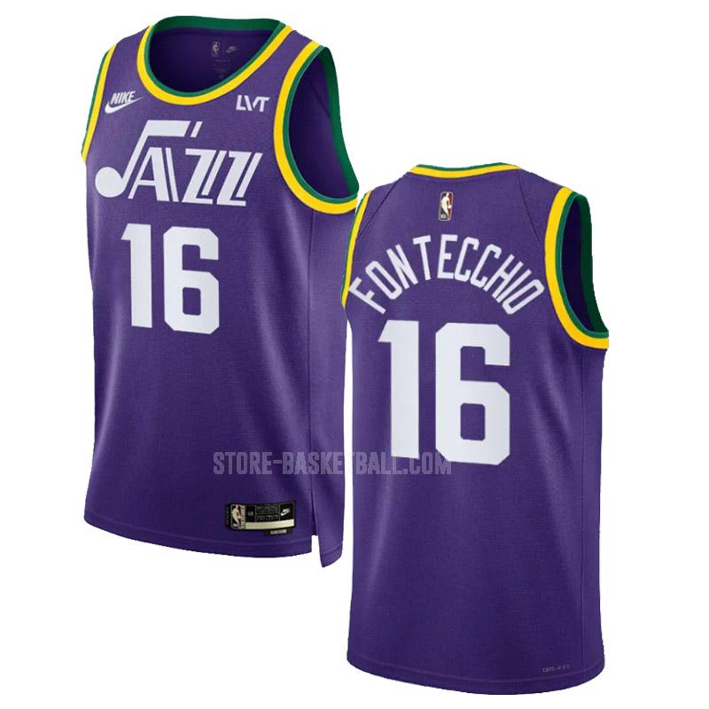 2023-24 utah jazz simone fontecchio 16 purple classic edition men's replica jersey