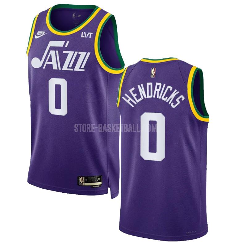 2023-24 utah jazz taylor hendricks 0 purple classic edition men's replica jersey