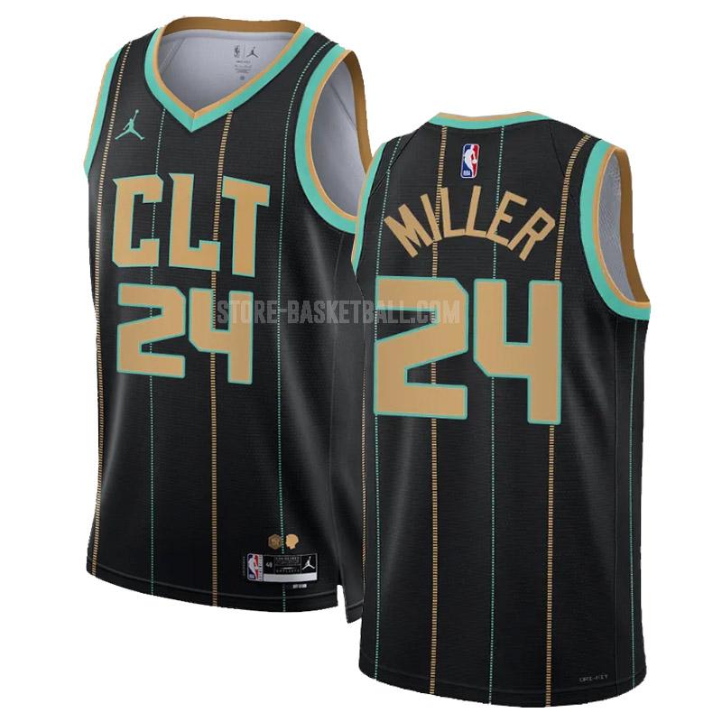 2023 charlotte hornets brandon miller 24 black city edition men's replica jersey