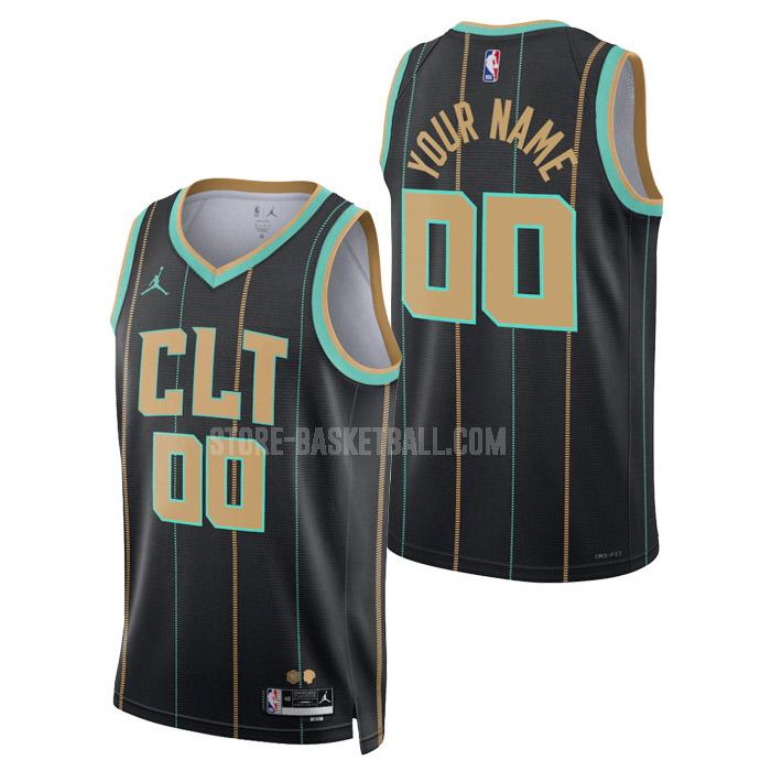 2023 charlotte hornets custom black city edition men's replica jersey