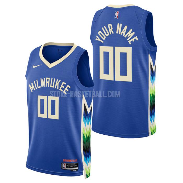 2023 milwaukee bucks custom blue city edition men's replica jersey
